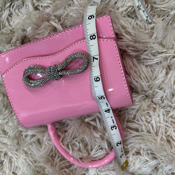 Pink Bow Barbiecore Accent Mini Handbag hot pink rhinestone bow crossbody - Picture 4 of 8